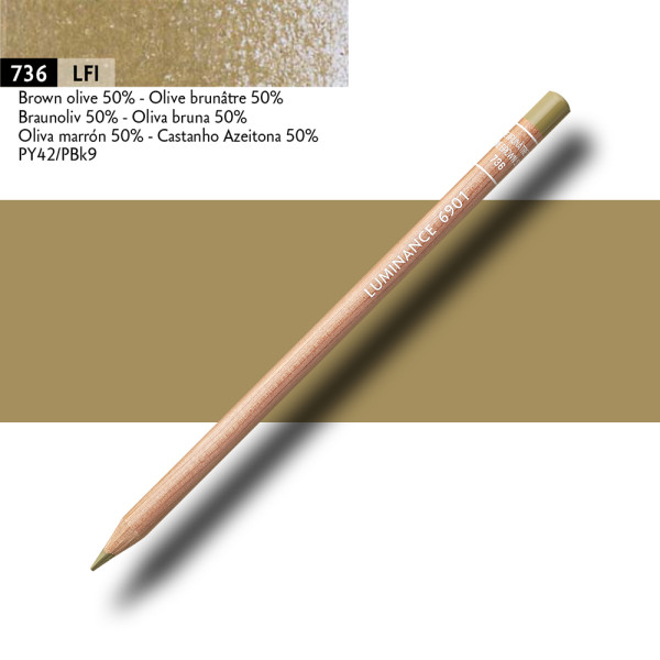 Crayon de couleur - Olive brunâtre 50% - Caran d'Ache - Luminance 6901
