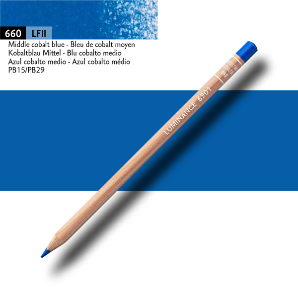 Crayon de couleur - Bleu de Cobalt moyen - Caran d'Ache - Luminance 6901