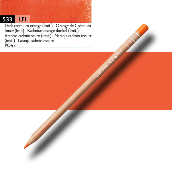 Crayon de couleur - Orange de Cadmium foncé - Caran d'Ache - Luminance 6901