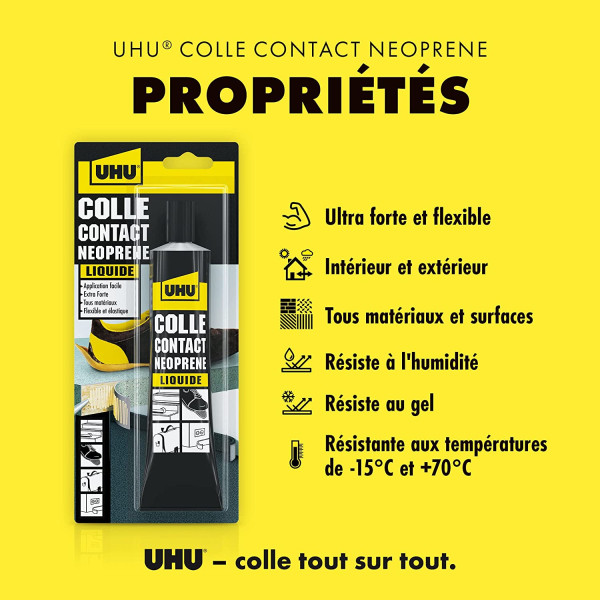 Colle néoprène liquide - Super forte - Transparente - UHU - Tube de 42g