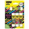 photo-Bâtons de colle blanche - UHU - Lot de 4 tubes de 8,2g - Néon style