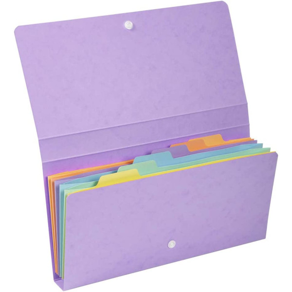 Pochette trieur - Petit trieur - 26x13 cm - 6 compartiments - Couleurs pastel