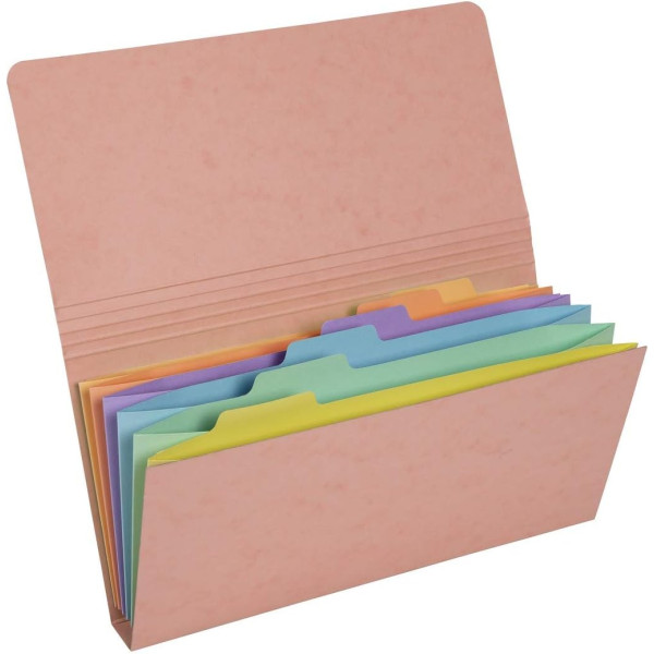 Pochette trieur - Petit trieur - 26x13 cm - 6 compartiments - Couleurs pastel