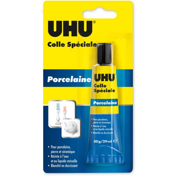 photo-Colle pour objet en porcelaine, céramique et pierre - Transparente - UHU - Tube de 30g