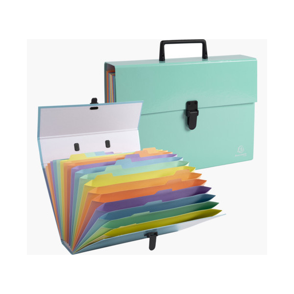 Valisette - Trieur - 18 compartiments - Poignée - Couleurs pastel - Exacompta