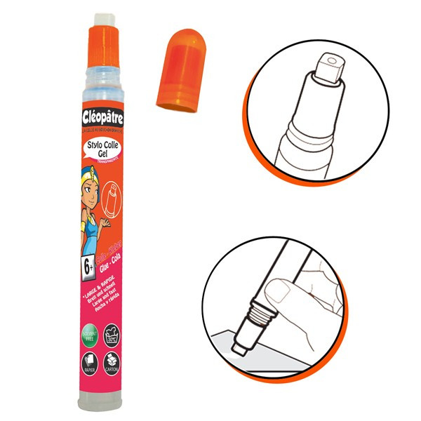 Stylo de colle gel - Transparente - Papier et carton - Avec embout - Cléopâtre - 20g