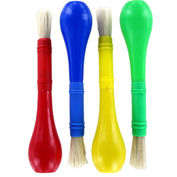 Lot De 4 Pinceaux De Peinture Ergonomiques | Pour Peinture Acrylique, Dessin, Enfants Et Adultes | Poils Synthétiques | Taille Progressives