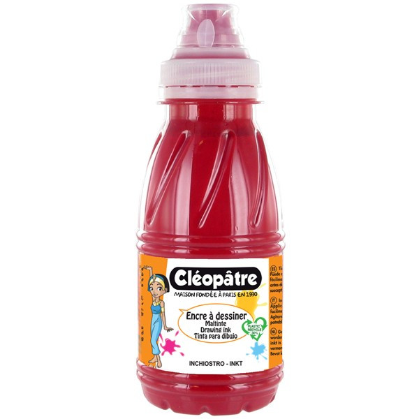 photo-Flacon encre à dessiner Cléopâtre 250 ml rouge carmin