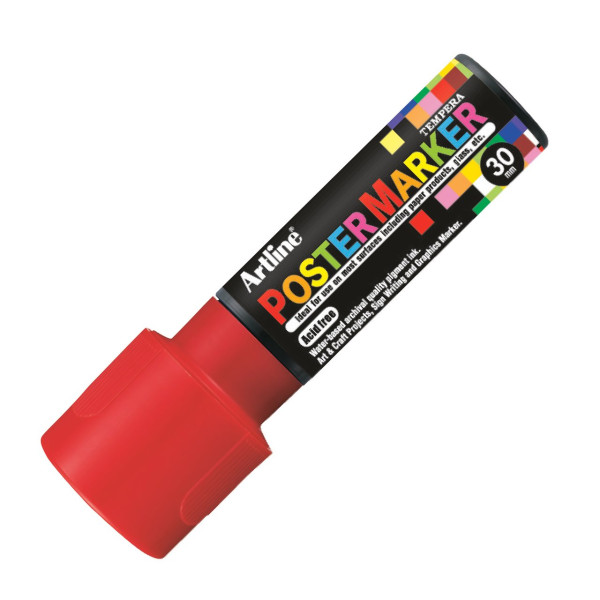 photo-Marqueur - Rouge - Tous supports - Pointe carré 30mm - PosterMarker Tempera