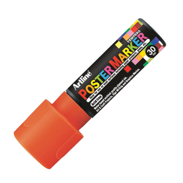 photo-Marqueur - Orange fluo - Tous supports - Pointe carré 30mm - PosterMarker Tempera
