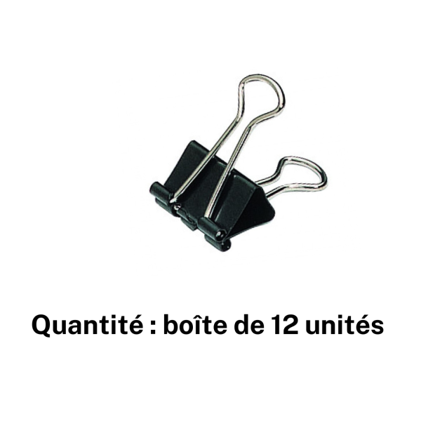 Boîte de 12 pinces à clips - 32mm - Noir - Métal