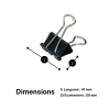 Boîte de 12 pinces à clips - 41mm - Noir - Métal
