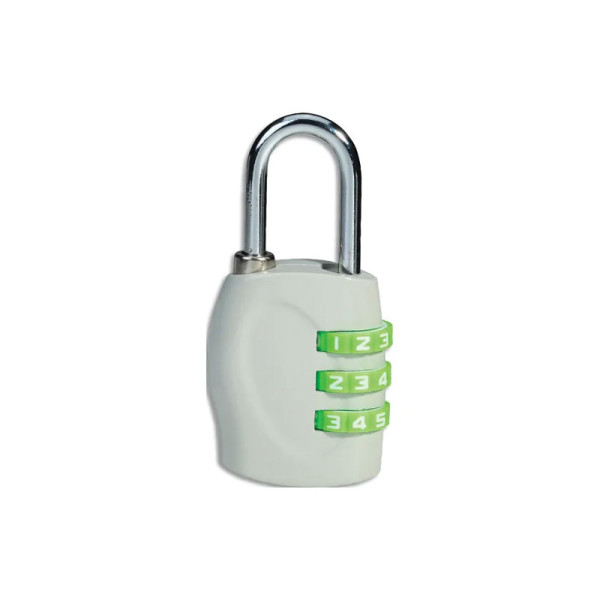 photo-Petit cadenas à code - Combinaison 3 chiffres - Gris/Vert - Pour casier, bagages