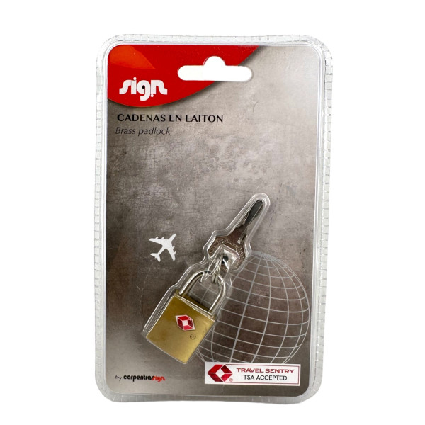 Cadenas avec clés - Petit modèle - 20mm - Laiton - Norme TSA - Pour casier, bagages