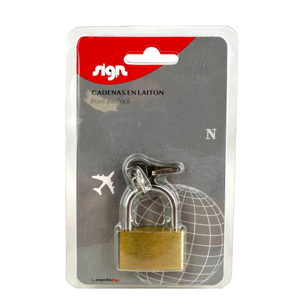 Cadenas avec clés - 40mm - Laiton - Norme TSA - Pour casier, bagages