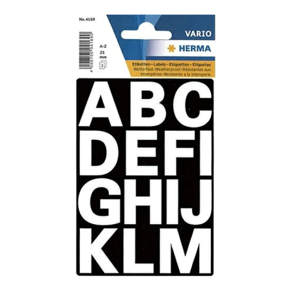 photo-Lettres - Stickers - Autocollant - 25mm diamètre - A à Z - Majuscules - Blanc