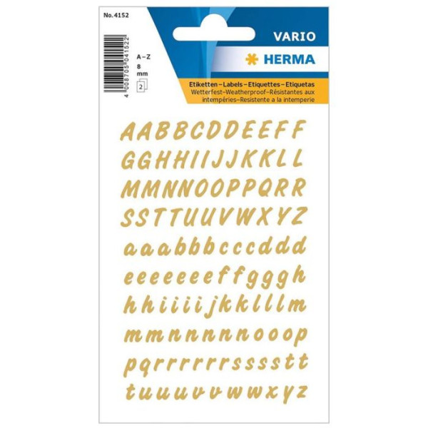 photo-Lettres - Stickers - Autocollant - Or - A à Z - Majuscules - Italique