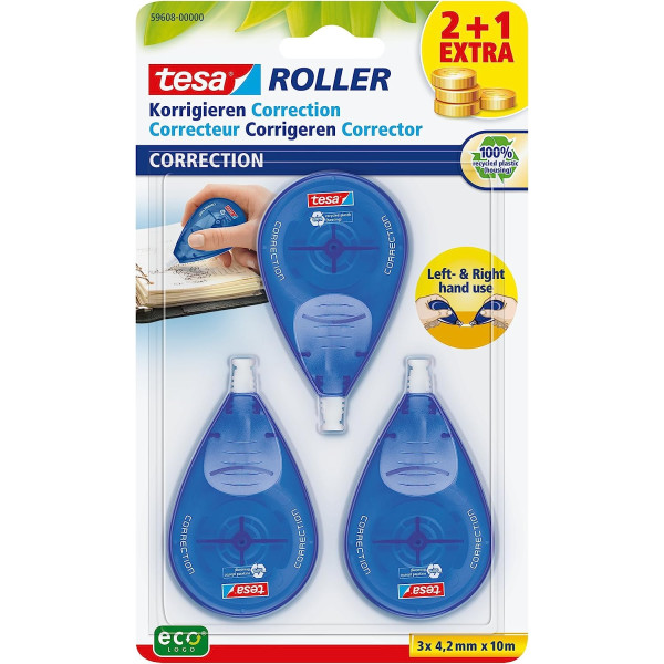 photo-Souris de correction - Roller - Ruban blanc - Lot de 3 pièces - Tesa