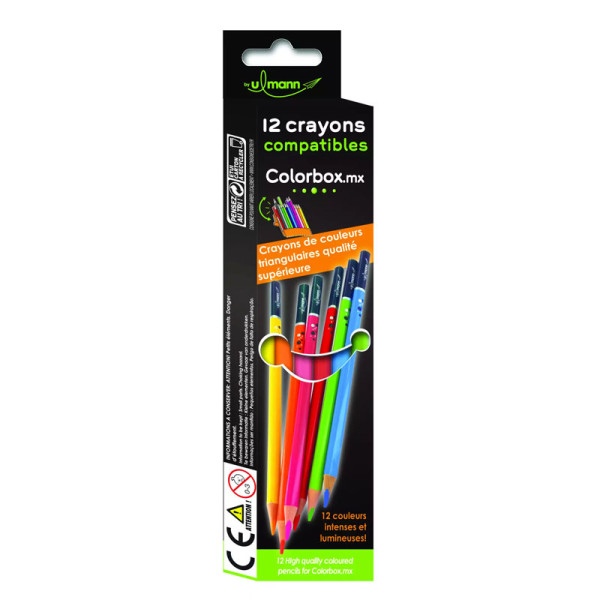 photo-Crayons de couleur - Corps en bois - Ergonomique - 12 couleurs intenses - Ulmann