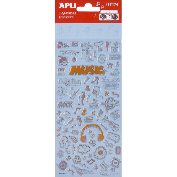 photo-Stickers - 3D - Relief - Instruments de musique - Autocollant - Apli