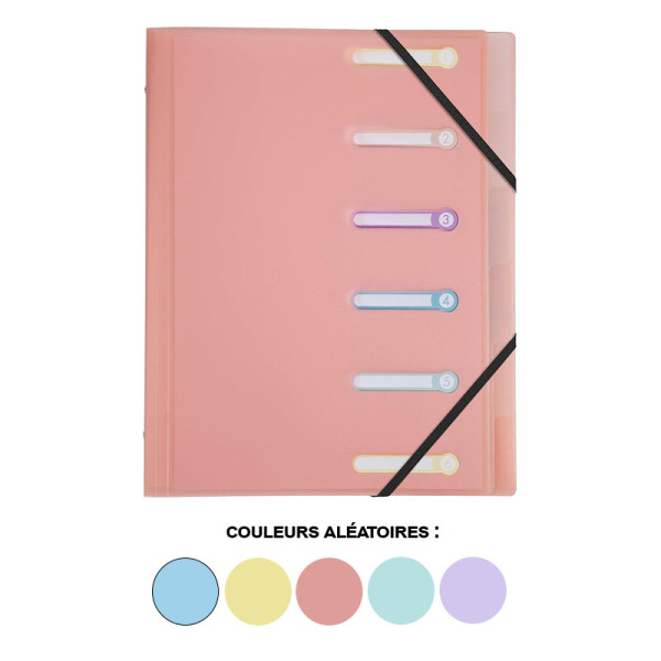 Trieur - 6 compartiments - A4 - 3 rabats - Couleur pastel - Exacompta