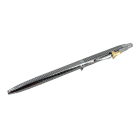 photo-Stylo à bille - Chrome quadrillé - Encre noire - Pointe moyenne - Rétractable - Fisher Space Pen