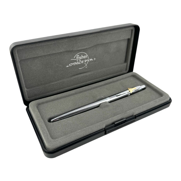 Stylo à bille - Chrome quadrillé - Encre noire - Pointe moyenne - Rétractable - Fisher Space Pen