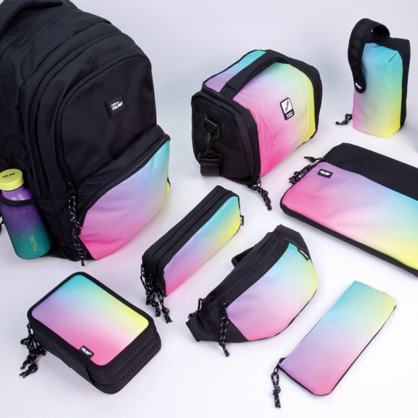Trousse scolaire - 3 compartiments - Sunset - Fermeture éclair - 22x11x6,5cm