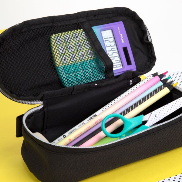 Trousse - Scolaire - Ovale - Avec rangements - Fermeture éclair - 20,5x9x5,5cm