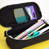 Trousse - Scolaire - Ovale - Avec rangements - Fermeture éclair - 20,5x9x5,5cm