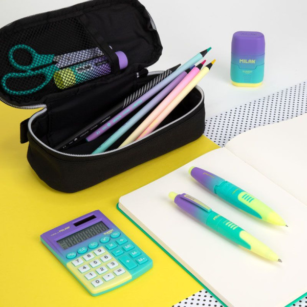 Trousse - Scolaire - Ovale - Avec rangements - Fermeture éclair - 20,5x9x5,5cm