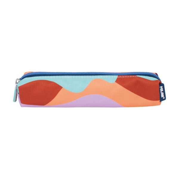 photo-Petite trousse - Scolaire - Ronde - Motifs colorés - 20,5x4,5x5cm - Fermeture éclair
