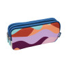 photo-Trousse - Scolaire - Rectangulaire  - 3 compartiments - 22x11x6,5cm - Bleu, orange et vert