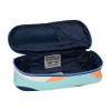 Trousse - Scolaire - Ovale - Avec rangement - 20,5x9x5,5 cm - Bleu, orange et vert