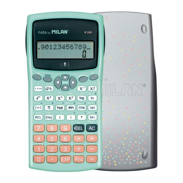 photo-Calculatrice scientifique - Collège et lycée - 240 fonctions - Argent/Vert - Milan