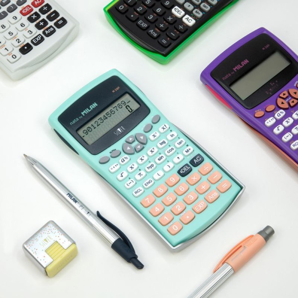 Calculatrice scientifique - Collège et lycée - 240 fonctions - Argent/Vert - Milan