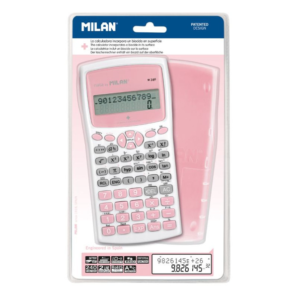 Calculatrice scientifique - Collège et lycée - 240 fonctions - Edition + - Rose - Milan
