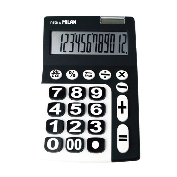 photo-Grande calculatrice de bureau - 12 chiffres - Noir/Blanc - Milan
