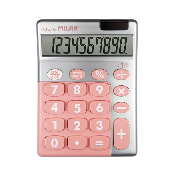 photo-Calculatrice de bureau - 10 chiffres - Grand écran - Argent/Rose - Milan