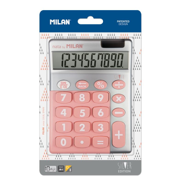 Calculatrice de bureau - 10 chiffres - Grand écran - Argent/Rose - Milan