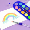 Boîte de peinture à l'eau - 12 couleurs - Couleurs fluos et métallisées - Pinceau inclus