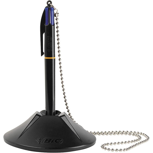 photo-Stylo 4 couleurs avec socle et chaîne - Pour comptoirs et bureaux - BIC