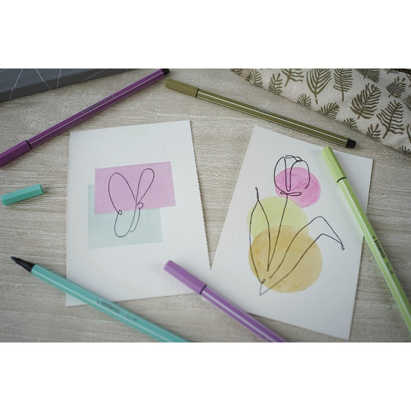Etui carton de 15 feutres dessin STABILO Pen 68 Pastellove - coloris pastel