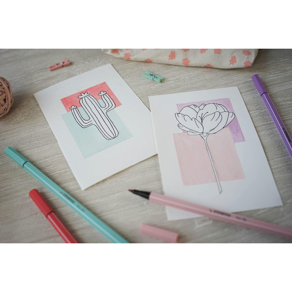 Etui carton de 15 feutres dessin STABILO Pen 68 Pastellove - coloris pastel