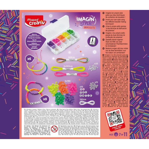 Kit pour réaliser des bracelets - Couleurs néons - Enfant - Maped Creativ - Imagin'Style