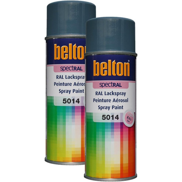 photo-Lot de 2 bombes de peinture Belton Spectral RAL5014 bleu pigeon 400ml