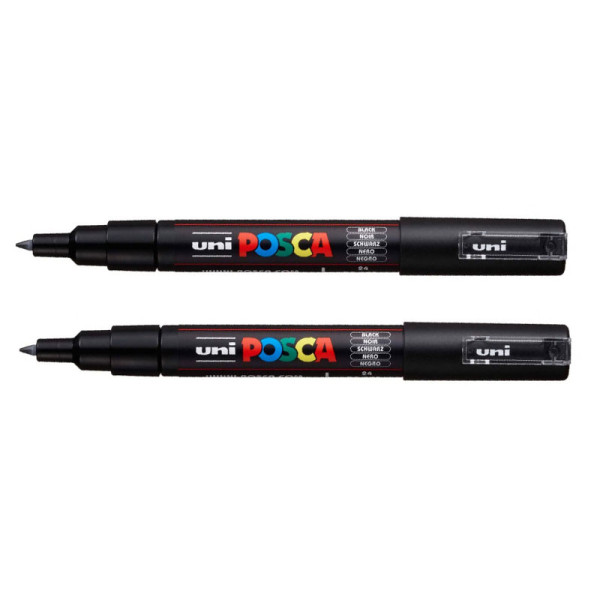 photo-Lot de 2 marqueurs Posca PC-1MC noir | pointe extra-fine conique