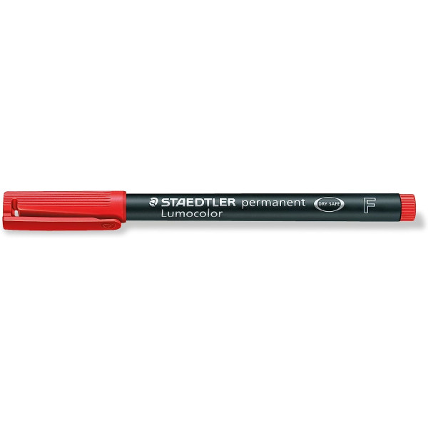 Feutre - Marqueur - Rouge - Permanent - Pointe fine 0,6mm - Staedtler - Lumocolor 318F