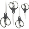 photo-Lot de 4 paires de ciseaux - Différentes tailles - Lames acier - Poignées souples - Rapesco