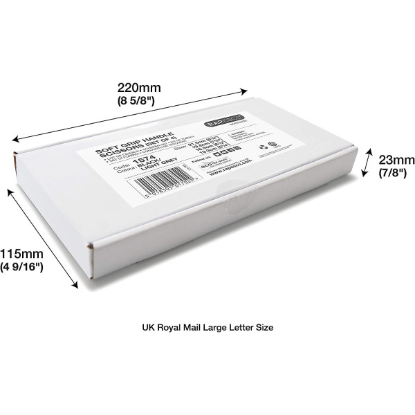 Lot de 4 paires de ciseaux - Différentes tailles - Lames acier - Poignées souples - Rapesco